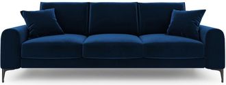 BLOOMINGLOFT 4-Sitzer Designsofa Madara mit Samtbezug - Beine Schwarz