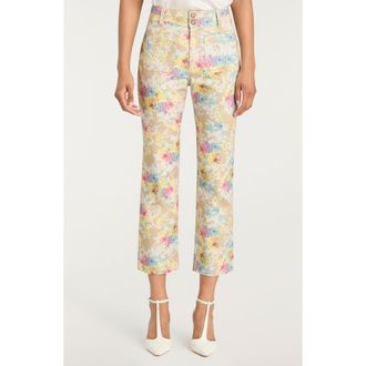 Cinq &agrave; Sept Dorothea Floral Print Jeans in Khaki Multi at Nordstrom, Size 12