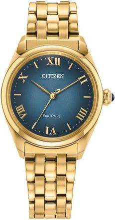 Citizen Classic Goldtone Bracelet Watch, 33mm in Blue/Gold-Tone at Nordstrom