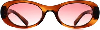 Miu Miu Oval Womens Striped Tobacco Etruscan Pink Gradient MU06ZS - Brown - One Size