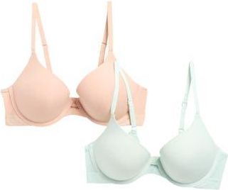 DKNY 2-Pack Micro Logo Band Lift Bras in Sand/Fresh at Nordstrom Rack, Size 36B