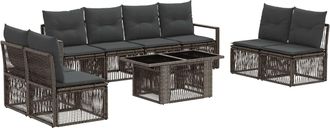 vidaXL Conjunto De Sof&aacute;s De Jard&iacute;n 9 Uds. Gris Y Gris Oscuro Vidaxl