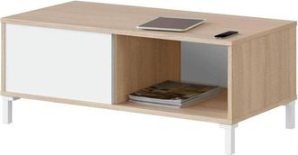 HOGAR 24 Hogar24 - Mesa De Centro Auxiliar, Disponible, Color Roble Canadian Y Blanco Artik