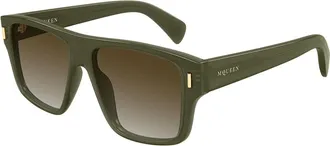 Alexander McQueen AM0550S 003 Mens Sunglasses Green Size 55