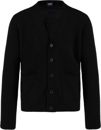 Drumohr V-neck Cardigan - Heren - Vesten - Zwart - M - Wol - Truien & Vesten