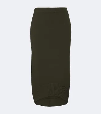 Victoria Beckham Ribbed-knit wool midi skirt