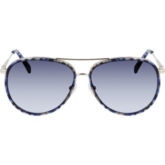 Longchamp Roseau 58mm Gradient Aviator Sunglasses in Gold/blue at Nordstrom Rack