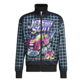 adidas originals x JEREMY SCOTT Crossover Cartoon Plaid Printing Sports Jacket Black HG6509