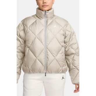 Nike Jordan Brooklyn Quilted Puffer Jacket in Light Ore Wood Brown/White at Nordstrom, Size Xx-Large