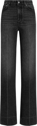 Dolce & Gabbana Jeans, Dames, Zwart, L, Denim, High-Waisted Wide-Leg Jeans