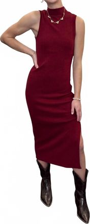 Sadie & Sage Cliffside Mock Neck Midi Dress In Red