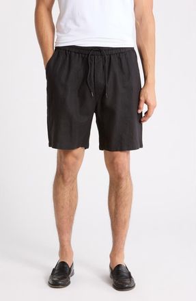 Les Deux Otto Linen & Cotton Shorts in Black/Black at Nordstrom Rack, Size X-Large