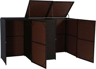 Hhg Hhg - Nunca Usado] Cubo De Basura 3 Cubos 261, Cubo De Basura Cubo De Basura, Poly Rattan 3x120l, Marr&oacute;n
