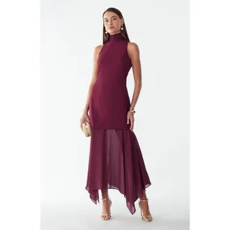 ST MRLO Oro Midi Dress in Wine at Nordstrom, Size 10