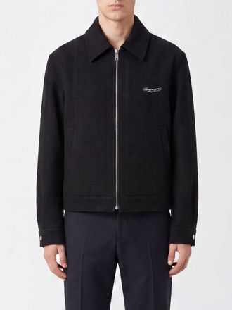 Wooyoungmi Cappotto corto in misto lana con chiusura a zip e logo a contrasto