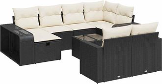 vidaXL Vidaxl - Set Divani Da Giardino 11 Pz Con Cuscini In Polyrattan Nero