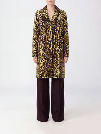Marni Animal Print Single-Breasted Virgin Wool Coat with Notched Lapels
