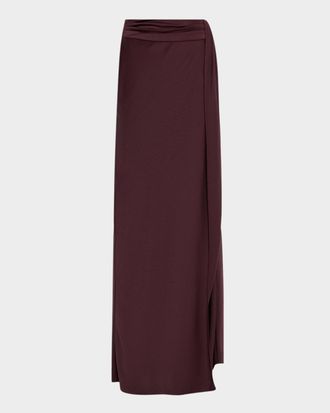 Sally Lapointe Lightweight Satin Asymmetric Maxi Skirt