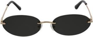 BCBGeneration 65mm Rimless Oval Sunglasses in Black/Shiny Gold at Nordstrom Rack