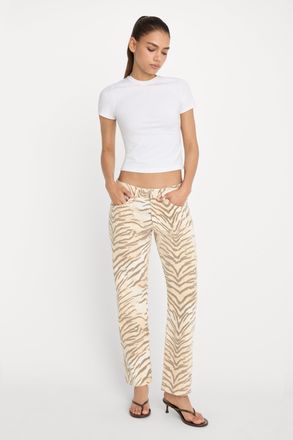 Good American Womens Vintage Straight Ankle | Brown Tiger, Size 18 Plus | Good American by Khlo&Egrave; Kardashian