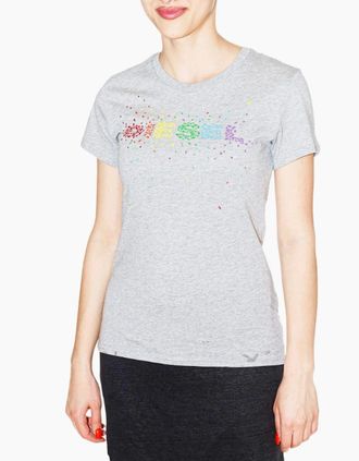 Diesel Womens DIESEL T SILY Womens T Shirts Crew Neck Short Sleeves Slim Fit Casual Grey Tops - Size: 10/8