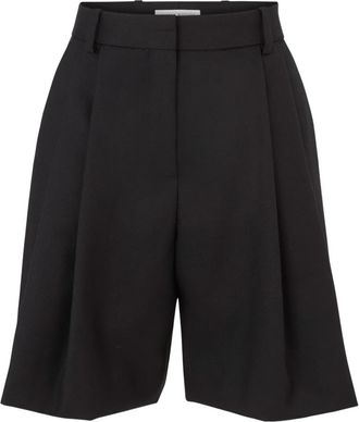 Nina Ricci Wijde Geplooide Shorts - Dames - Bermuda - Zwart - XS - Wol - Korte Broeken