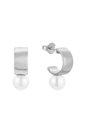 Untamed Petals Leah Pearl Hoops in Silver at Nordstrom