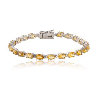 MAX + STONE 925 Sterling Silver 6x4mm Oval Cut Gemstone Tennis Birthstones Bracelet