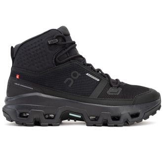 On Cloudrock Mid WP Polyester Mens Outdoor Boots - Black Black - Size:UK 10.5