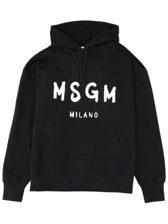 Msgm Logo-Embroidered Cotton Sweatshirt - Black