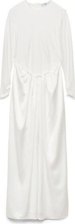 Mango Mixed Media Long Sleeve Maxi Dress in Off White at Nordstrom Rack, Size 10