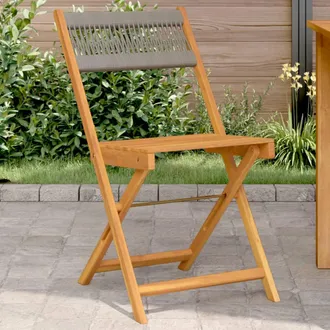 vidaXL Vidaxl - Sillas De Bistr&oacute; 2 Uds Madera Maciza De Acacia Y Cuerda Gris