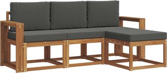 vidaXL Conjunto De Sof&aacute;s De Exterior 4 Uds. Natural Y Antracita Vidaxl