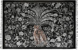 Ferragamo Leopard Baroque Print Wool Throw Blanket