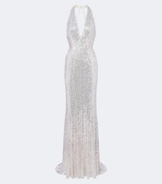 Jenny Packham Mermaid sequined halterneck gown