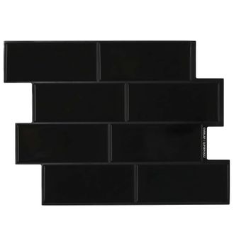 vidaXL Azulejo De Metro 10 Pcs Negro 29 X 21 Cm Poliuretano Y Pet Vidaxl