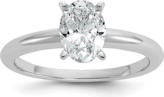 Diamond2Deal 14k White Gold 1 Ct Certified Lab Grown Diamond Oval Solitare Engagement Ring
