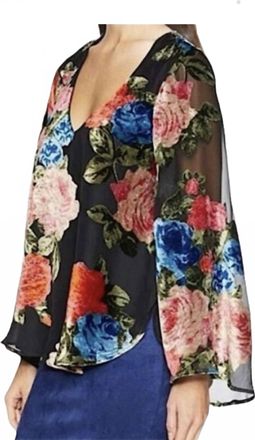 Show me your Mumu Hippie Dippie Top In Multi Floral Black