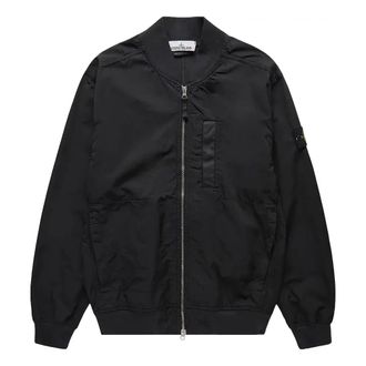 Stone Island Logo Patch Zip up Bomber Jacket Black 781542629-V0029