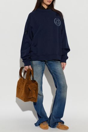 Acne Studios Sweatshirt With A Vintage Effect, Womens, Navy Blue