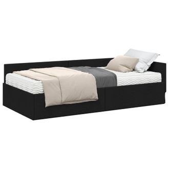 vidaXL Estructura De Cama Esquina Con Colch&oacute;n 2 Uds. Negro 90 X 200 Cm Vidaxl