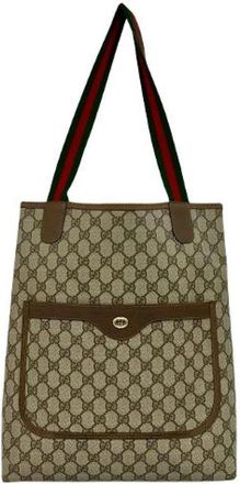 Gucci Pre-owned GG PVC Leder Tote Bag - Dames - Vintage Shopper - Bruin - ONE Size - Vintage
