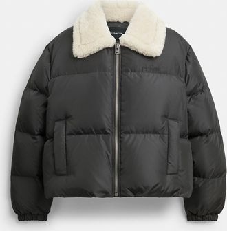 Coach Puffer With Shearling Collar