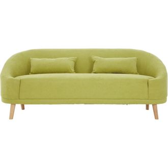 Premier Housewares Interiors By Premier Comfortable Green Linen Sofa, Contemporary Seater Sofa For Livingroom, Stylish Mid Century Sofa For Bedroom