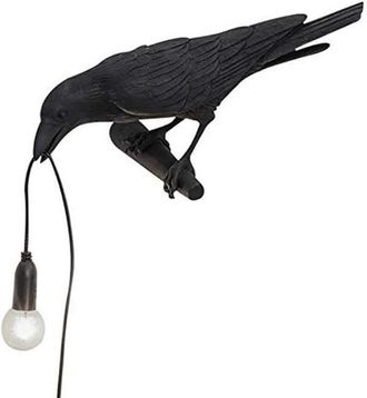 No Brand Lampada Da Tavolo A Forma Di Corvo, Lampada Da Scrivania, Lampada Da Parete Per Camera Da Letto, Lampada Decorativa In Resina (nera, Lampada Da Parete
