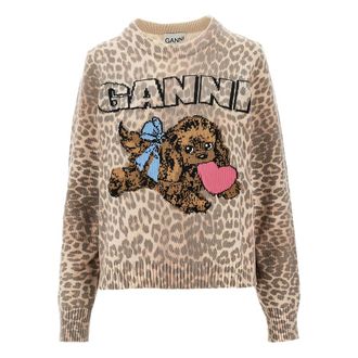 Ganni Leopard Appliqu&eacute; Sweater