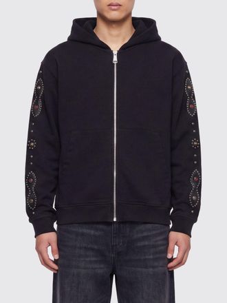 HTC Zip-Up Cotton Hoodie with Stud Embellishments