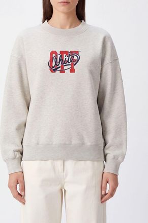 Off-white Felpa girocollo in cotone con logo stampato a contrasto