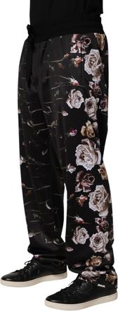 Dolce & Gabbana Mens Floral Print Chinos Black