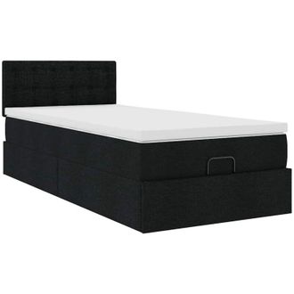 vidaXL Estructura De Cama Otomana Con Colch&oacute;n Tela Negra 80x200cm Vidaxl
